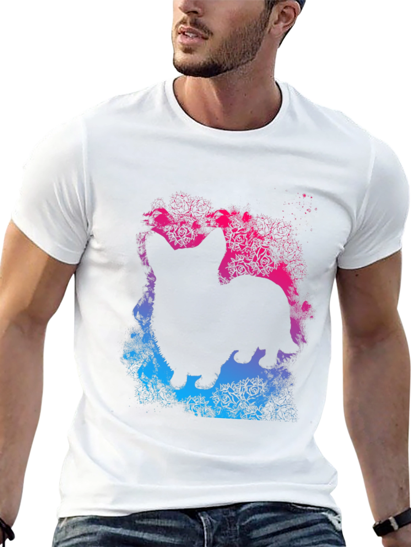 Corgi Silhouette Rose T-Shirt