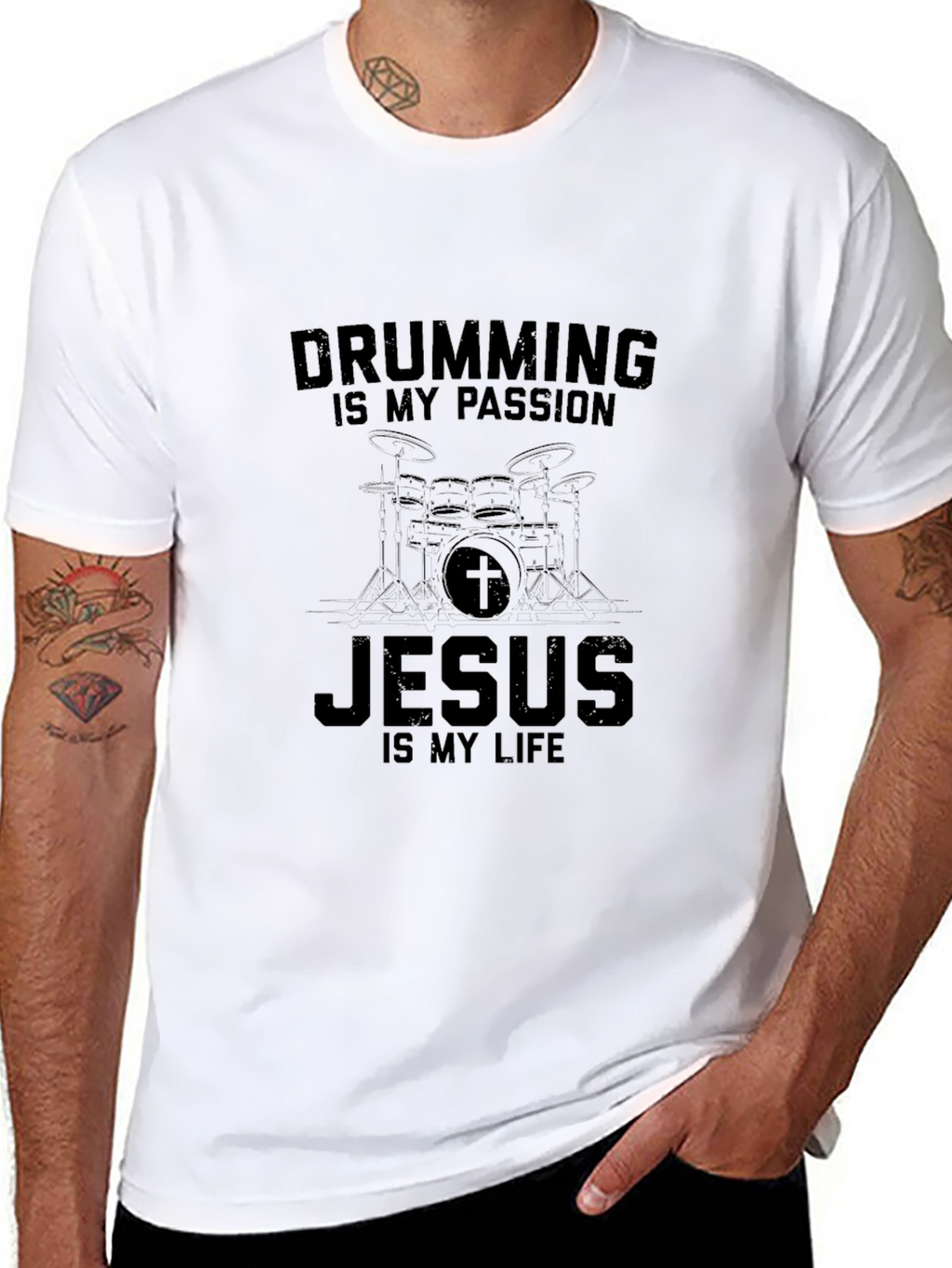 Drumming Jesus T-Shirt - Passion and Faith