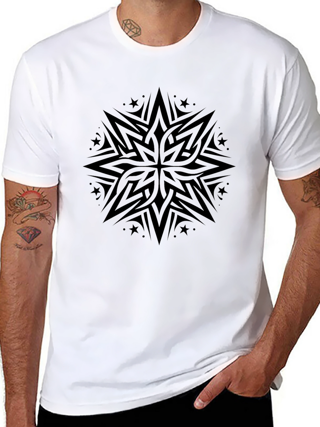 Tribal Star Graphic Black Tee
