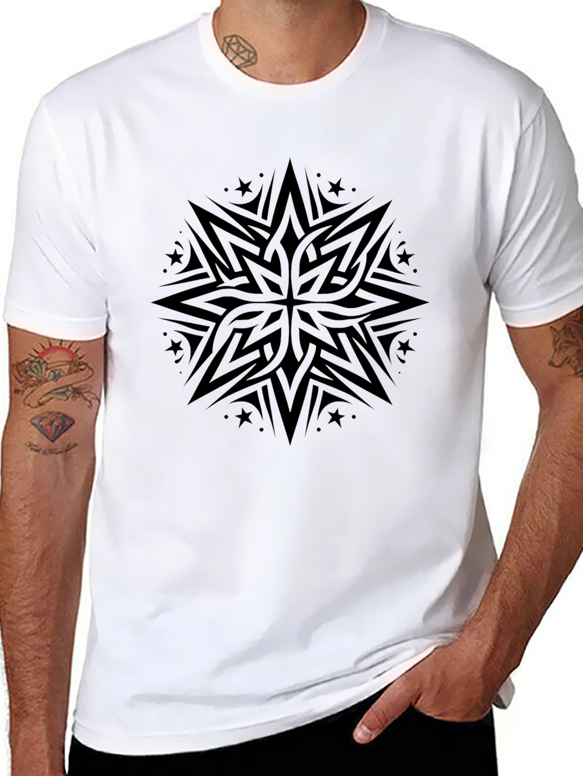 Tribal Star Graphic Black Tee