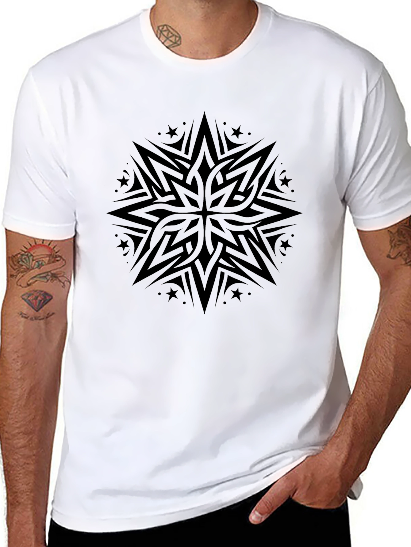 Tribal Star Graphic Black Tee