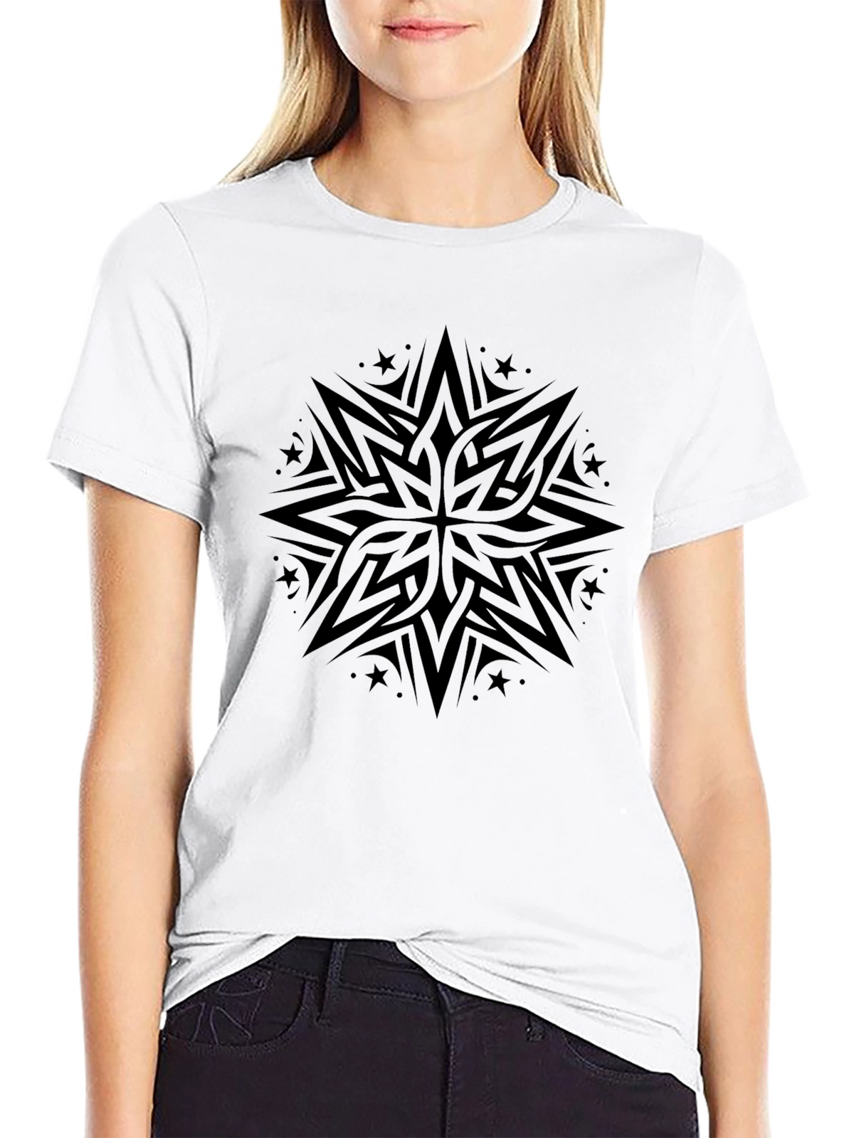 Tribal Star Graphic Black Tee