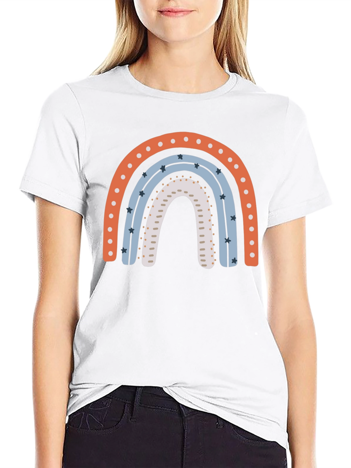 Rainbow Graphic Print Black T-Shirt