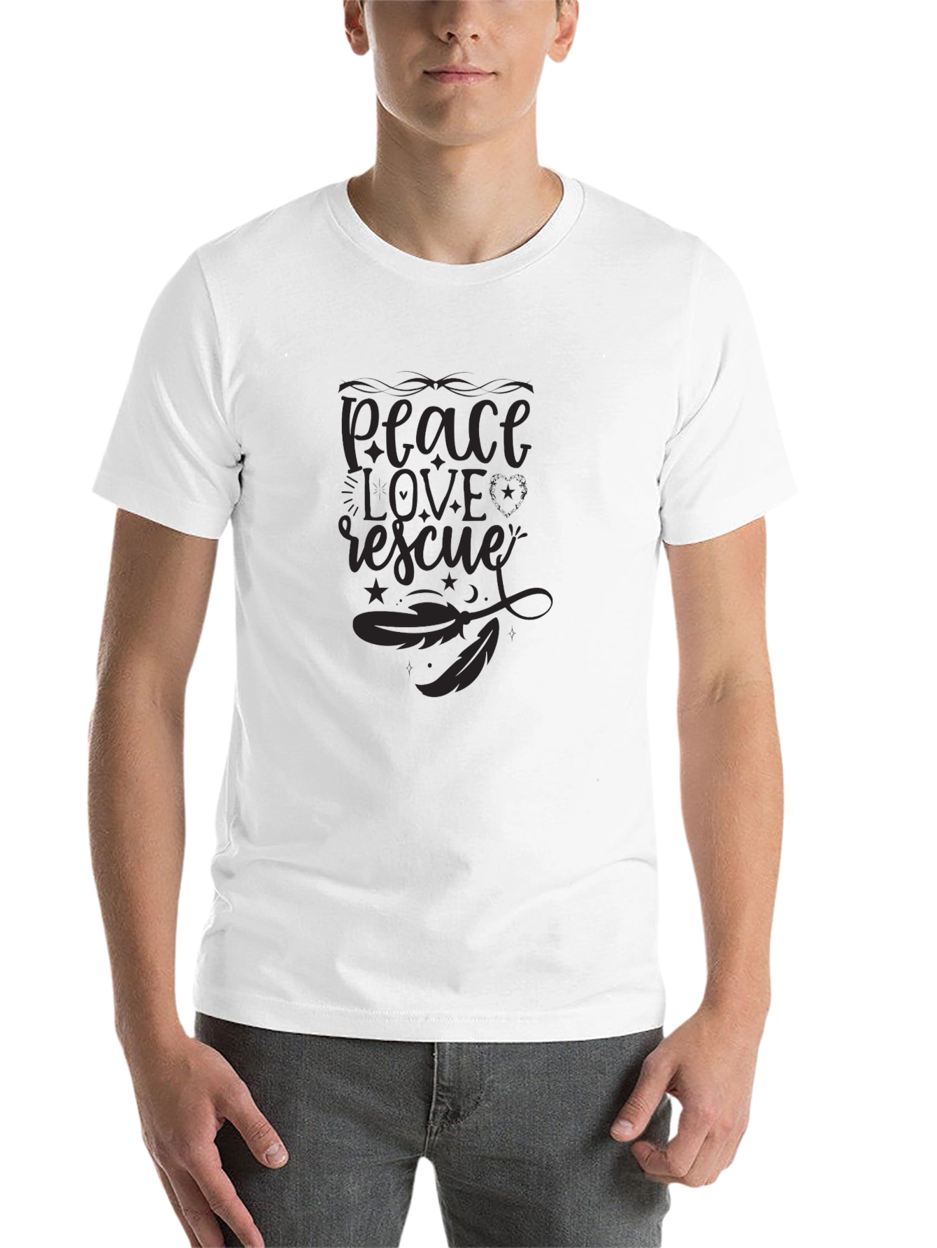 Peace Love Rescue Graphic Tee - Unisex Black Shirt