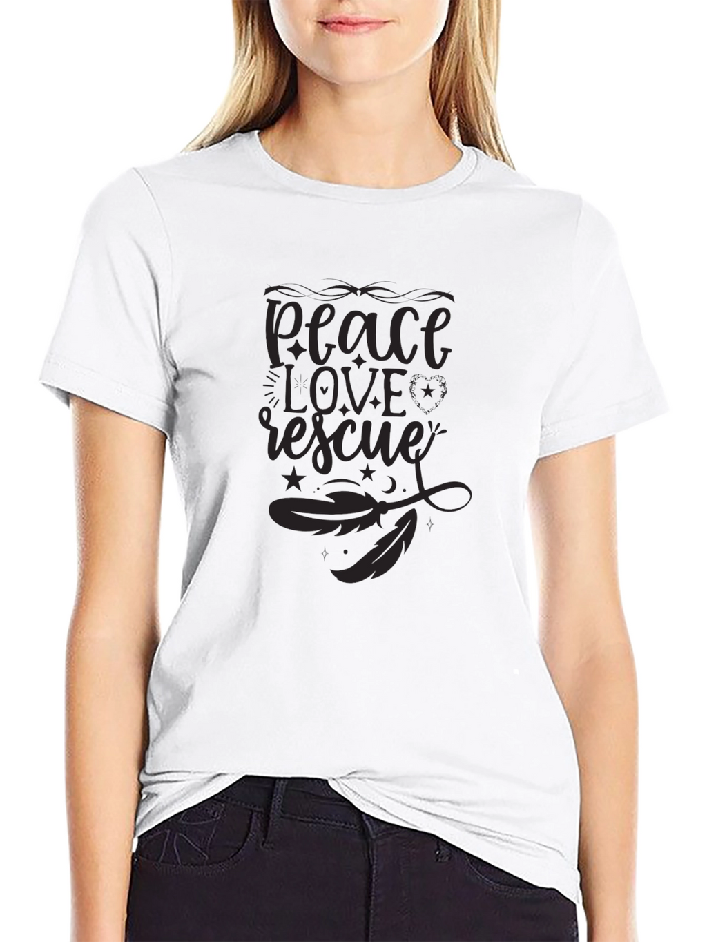 Peace Love Rescue Graphic Tee - Unisex Black Shirt