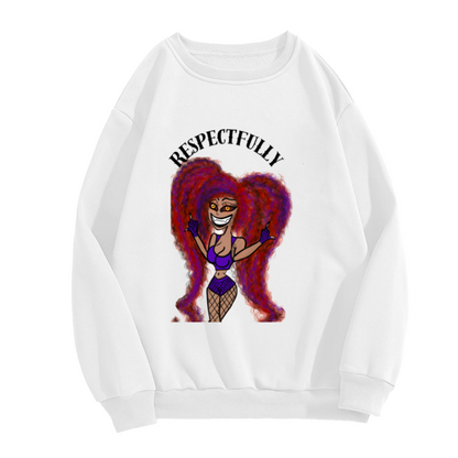 Respectfully Middle Finger Cartoon Crewneck Sweatshirt, Sassy Streetwear Character Pullover, Funny Attitude Gift