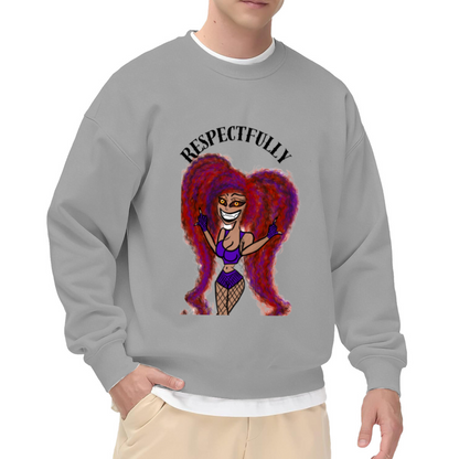 Respectfully Middle Finger Cartoon Crewneck Sweatshirt, Sassy Streetwear Character Pullover, Funny Attitude Gift
