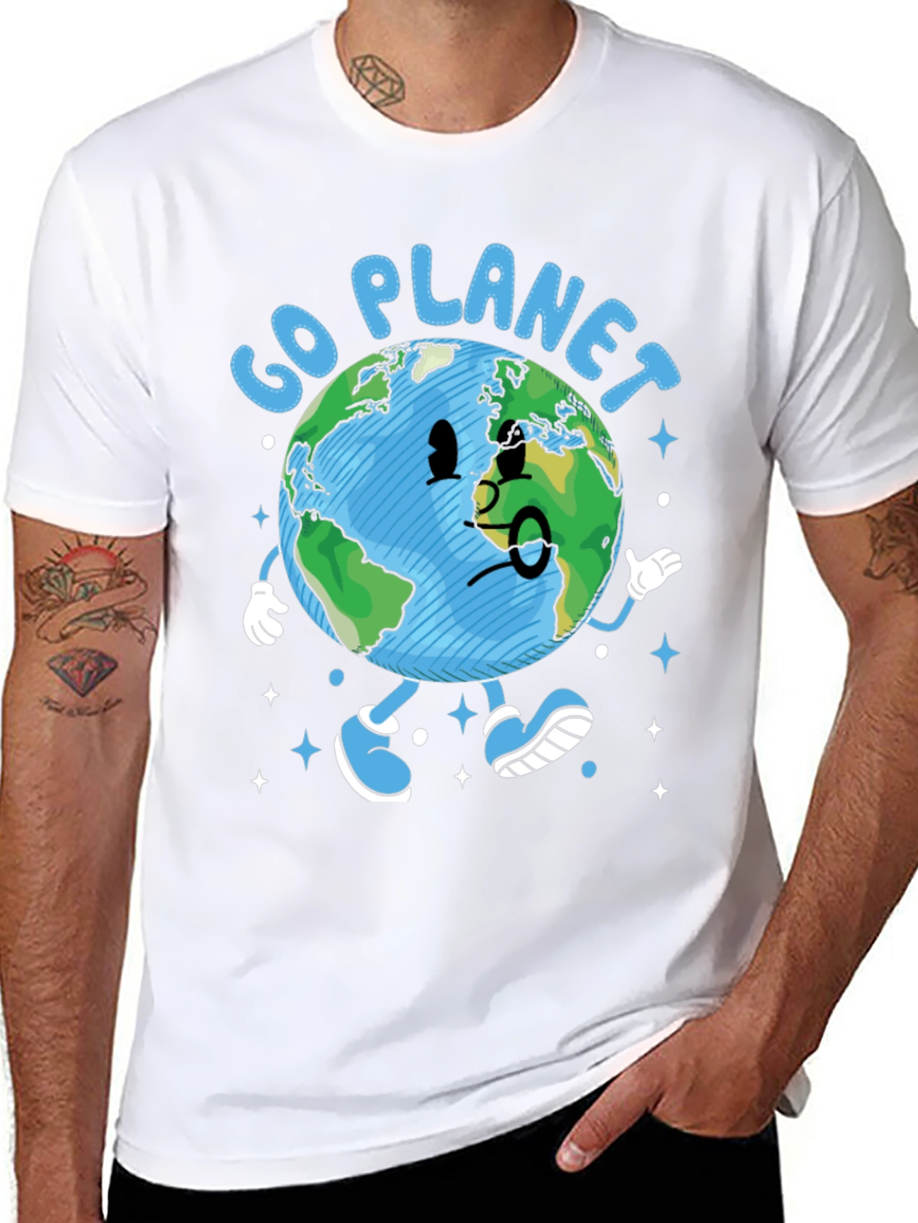 Go Planet T-Shirt - Earth Cartoon Graphic Tee