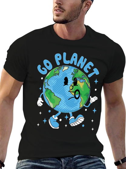 Go Planet T-Shirt - Earth Cartoon Graphic Tee