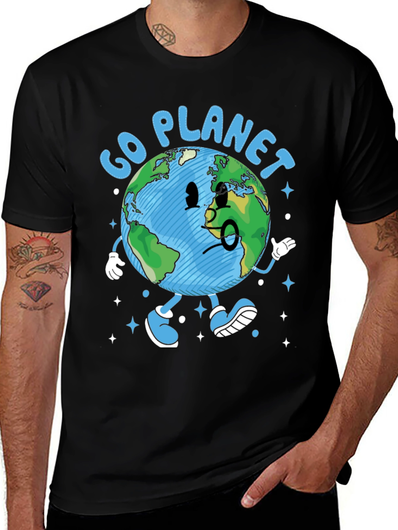 Go Planet T-Shirt - Earth Cartoon Graphic Tee