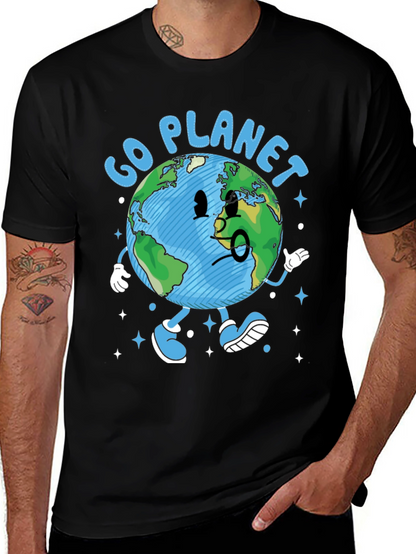 Go Planet T-Shirt - Earth Cartoon Graphic Tee