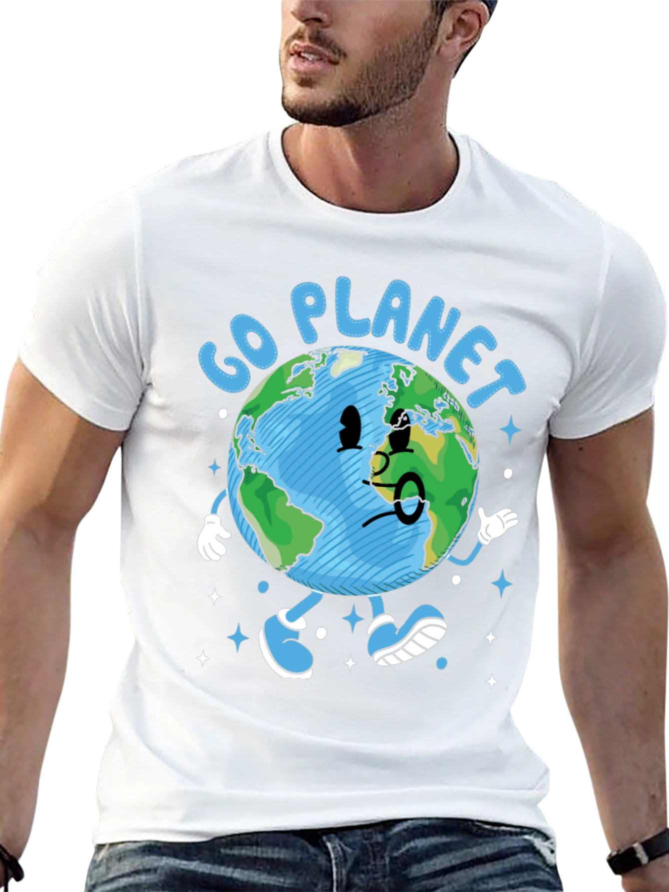Go Planet T-Shirt - Earth Cartoon Graphic Tee