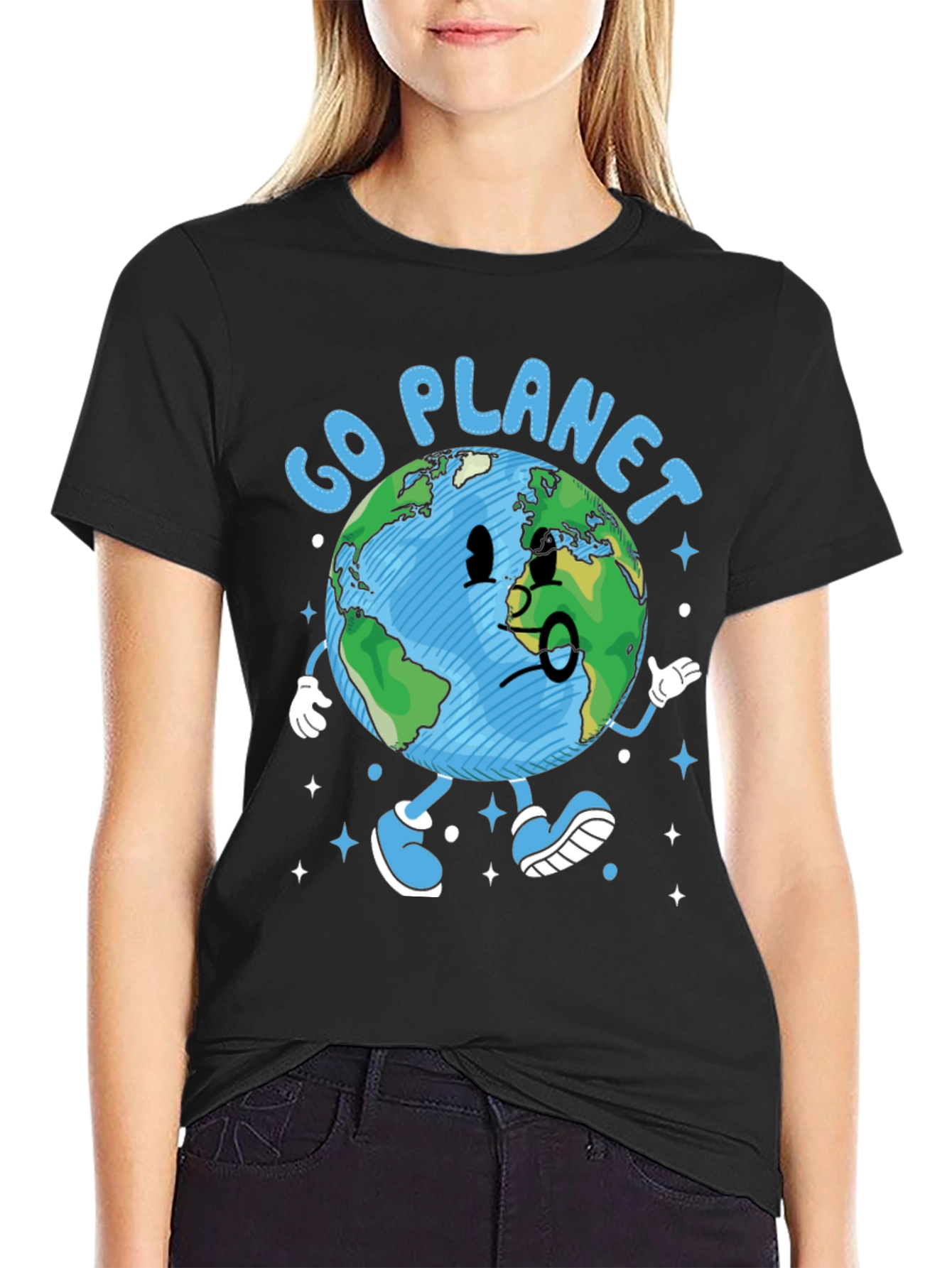 Go Planet T-Shirt - Earth Cartoon Graphic Tee