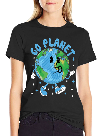 Go Planet T-Shirt - Earth Cartoon Graphic Tee