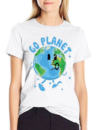 Go Planet T-Shirt - Earth Cartoon Graphic Tee