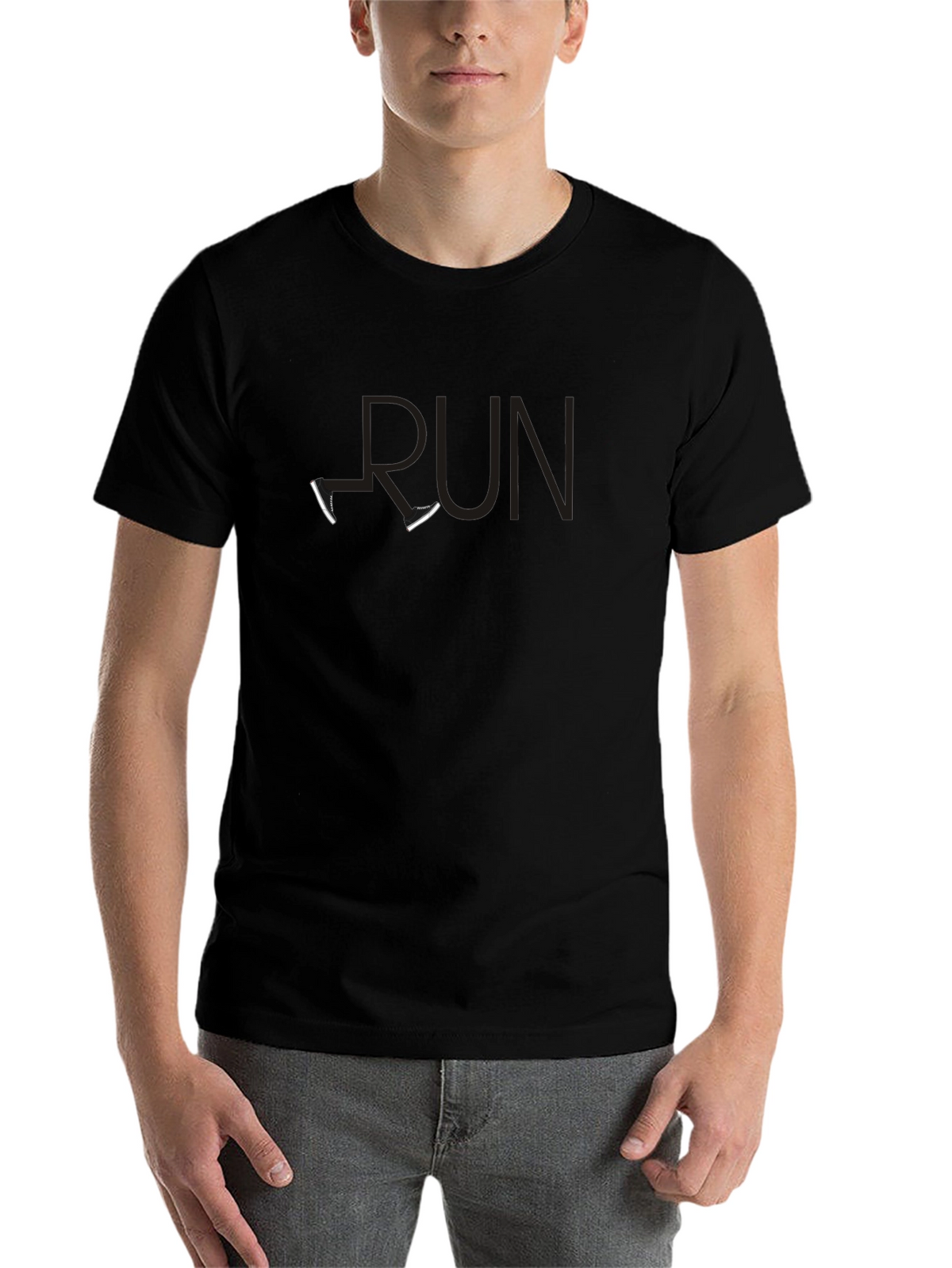 Black RUN T-Shirt with Shoe Accents