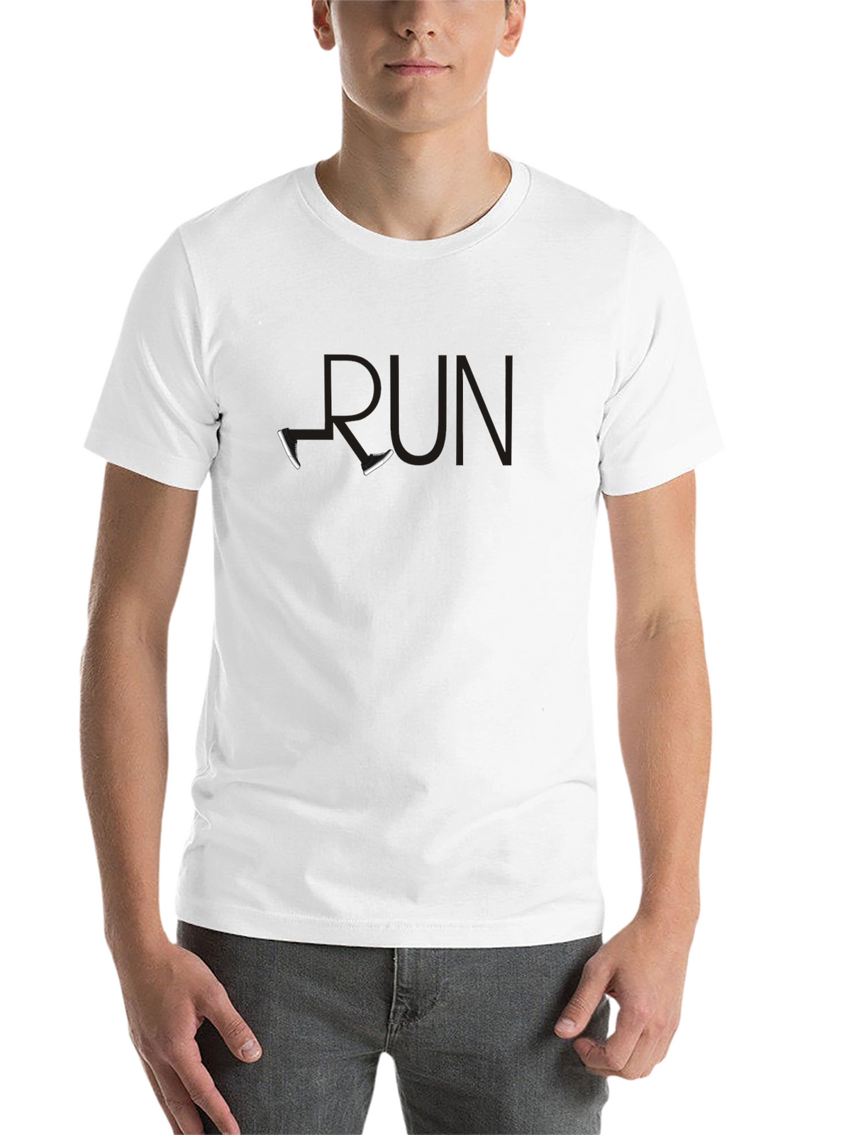 Black RUN T-Shirt with Shoe Accents