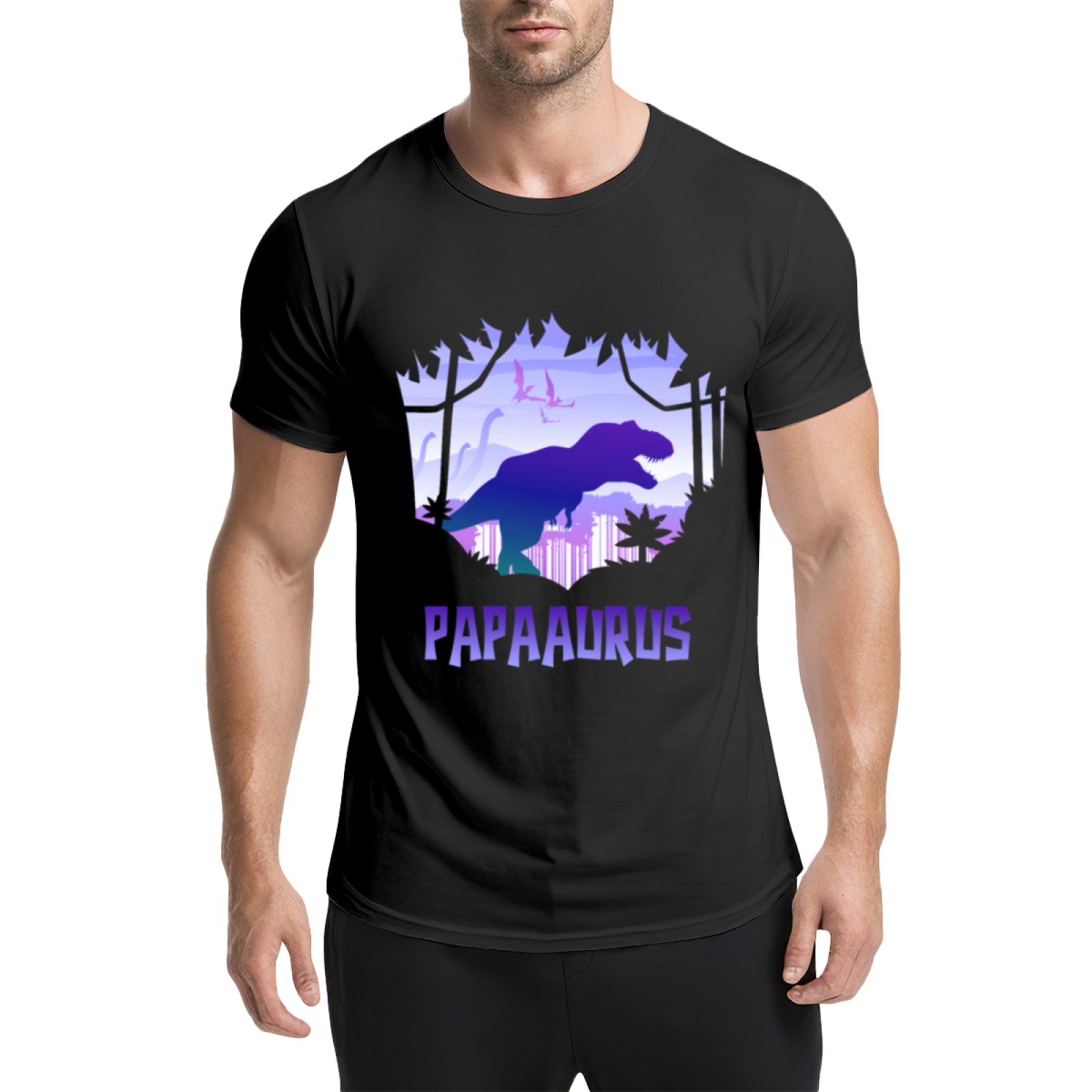 Papaaurus Dinosaur Father's Day Purple Graphic Tee