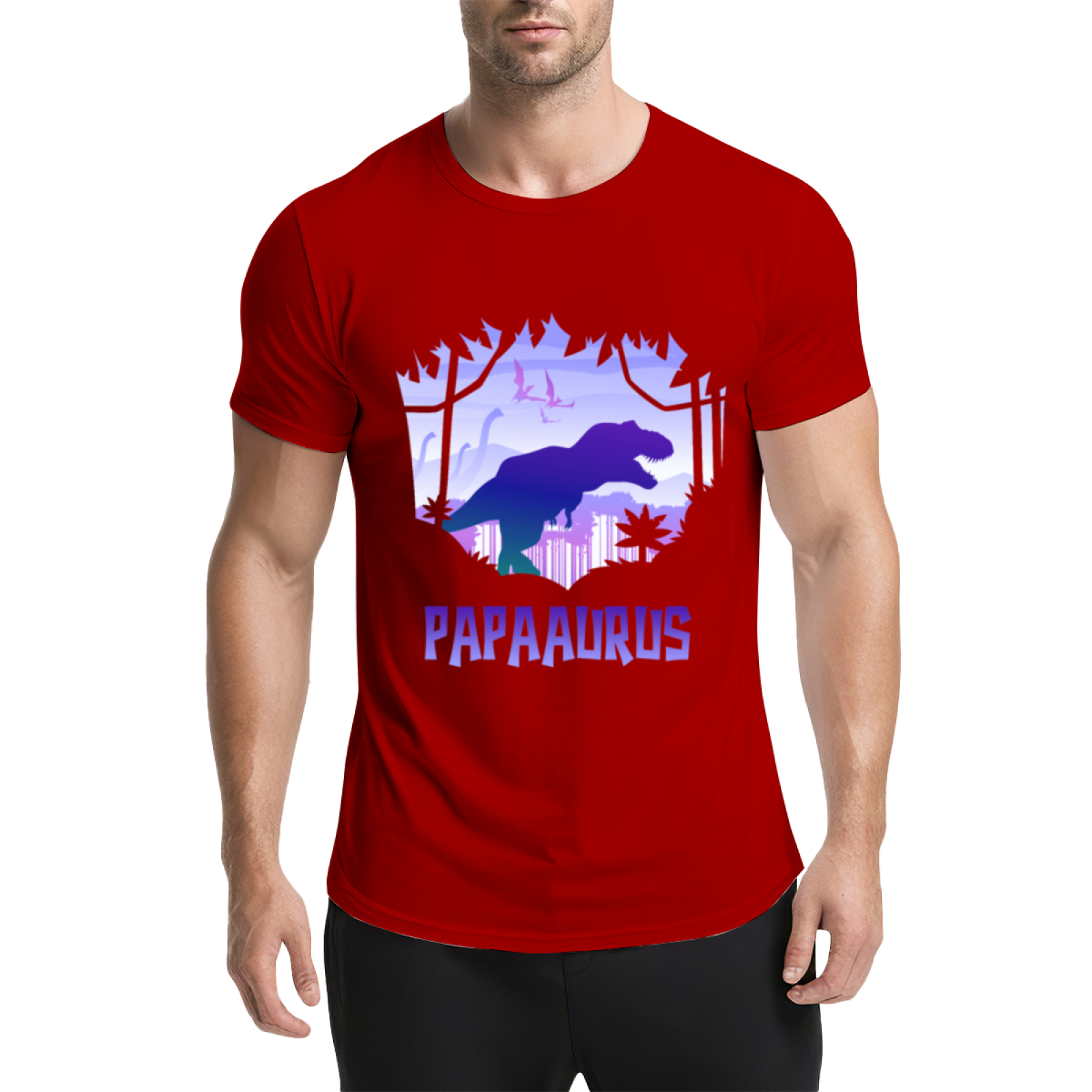 Papaaurus Dinosaur Father's Day Purple Graphic Tee