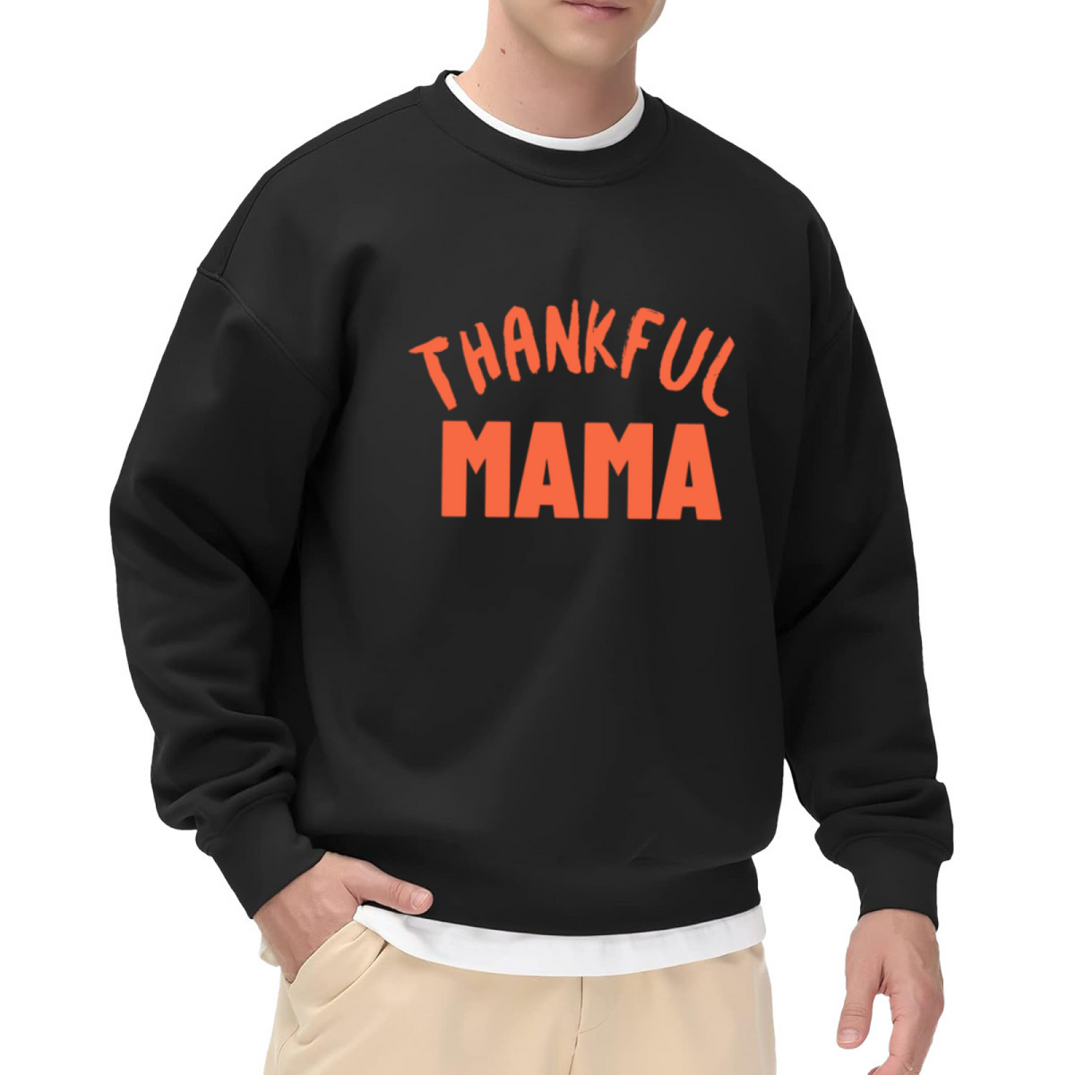 Thankful Mama Grateful Mom Crewneck Sweatshirt | Thanksgiving Motherhood Quote Pullover, Mom Gift Top