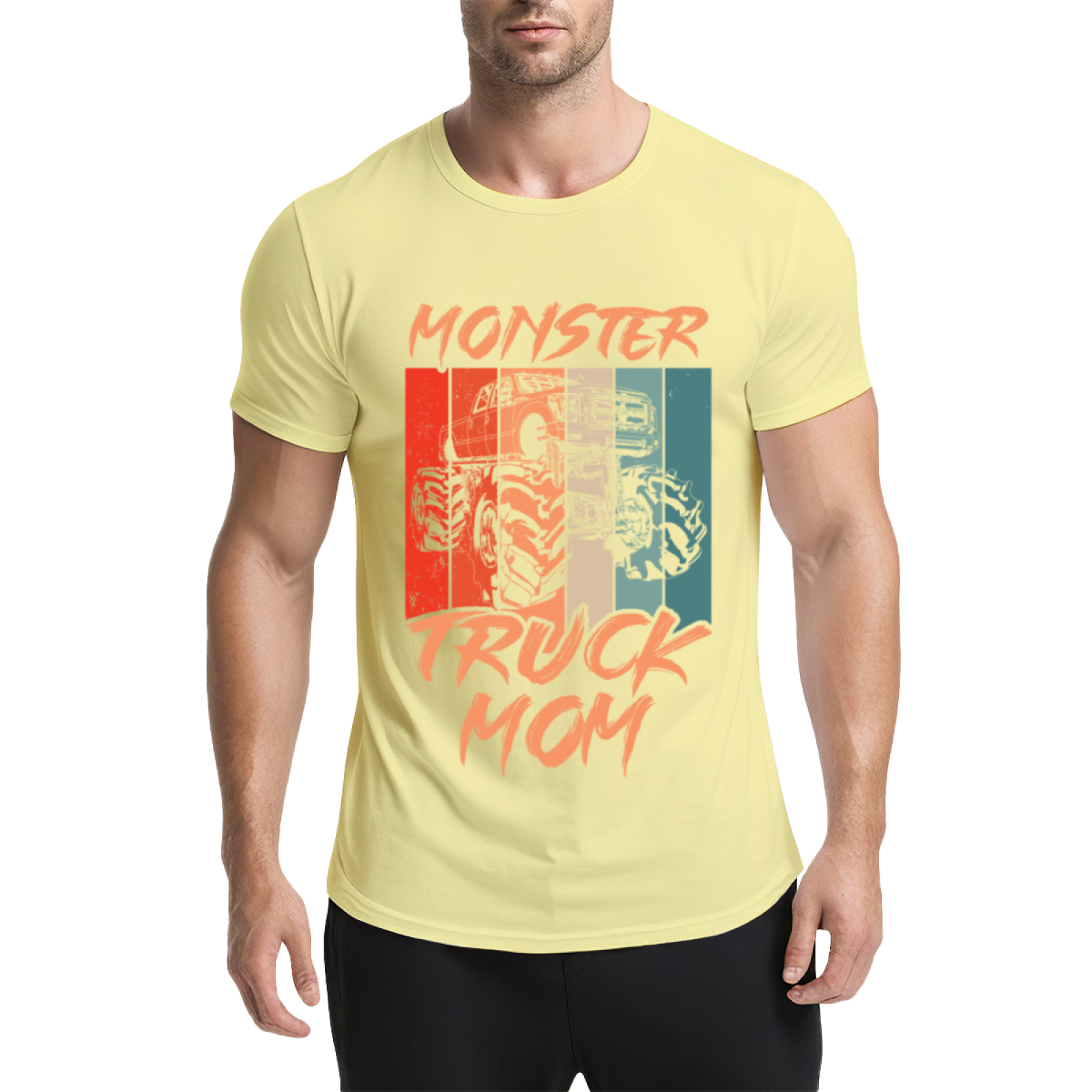 Retro Vintage Monster Truck Mom Orange Graphic T-Shirt