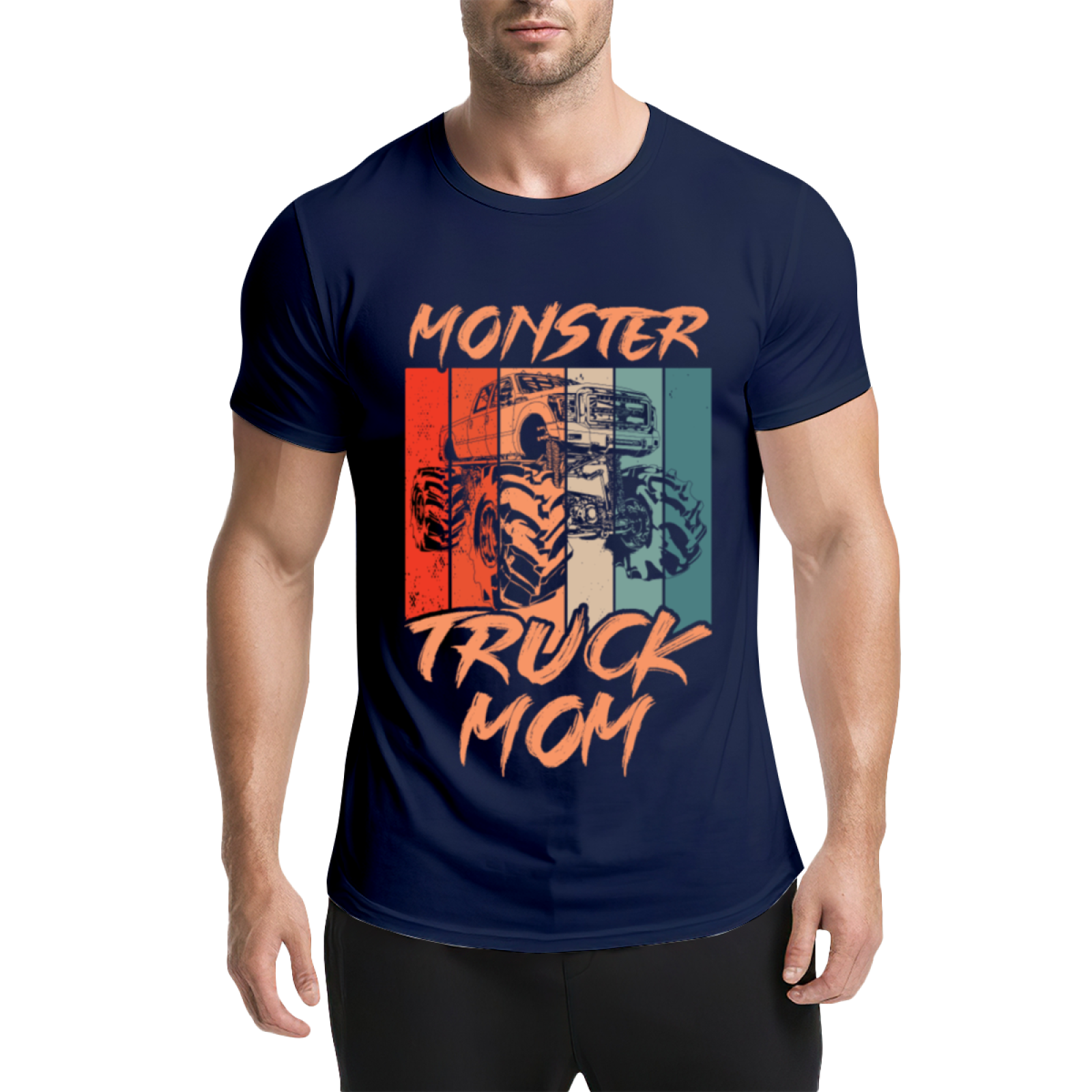 Retro Vintage Monster Truck Mom Orange Graphic T-Shirt