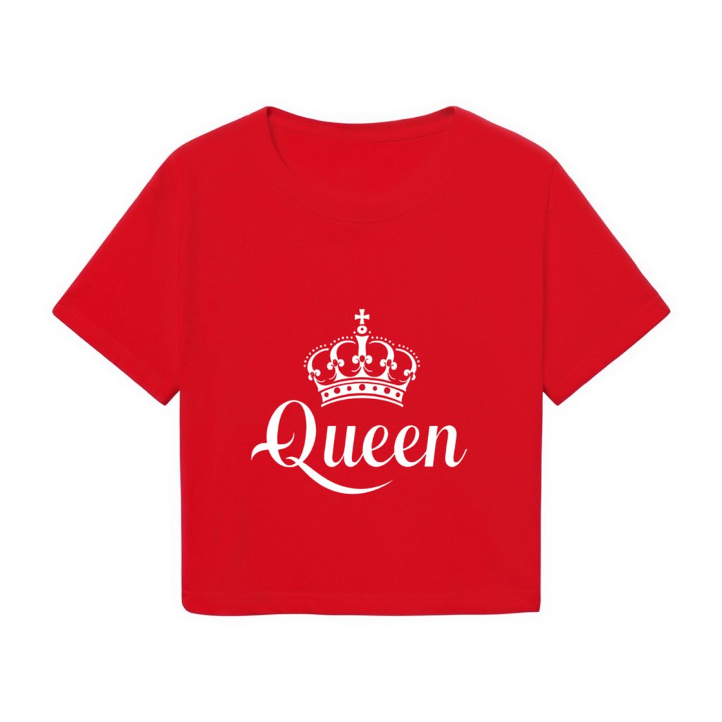 Royal Queen Crown Red Y2K Crop Tee