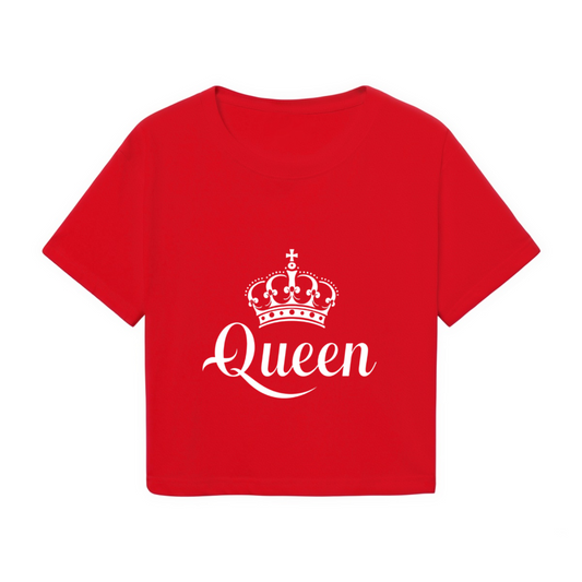 Royal Queen Crown Red Y2K Crop Tee