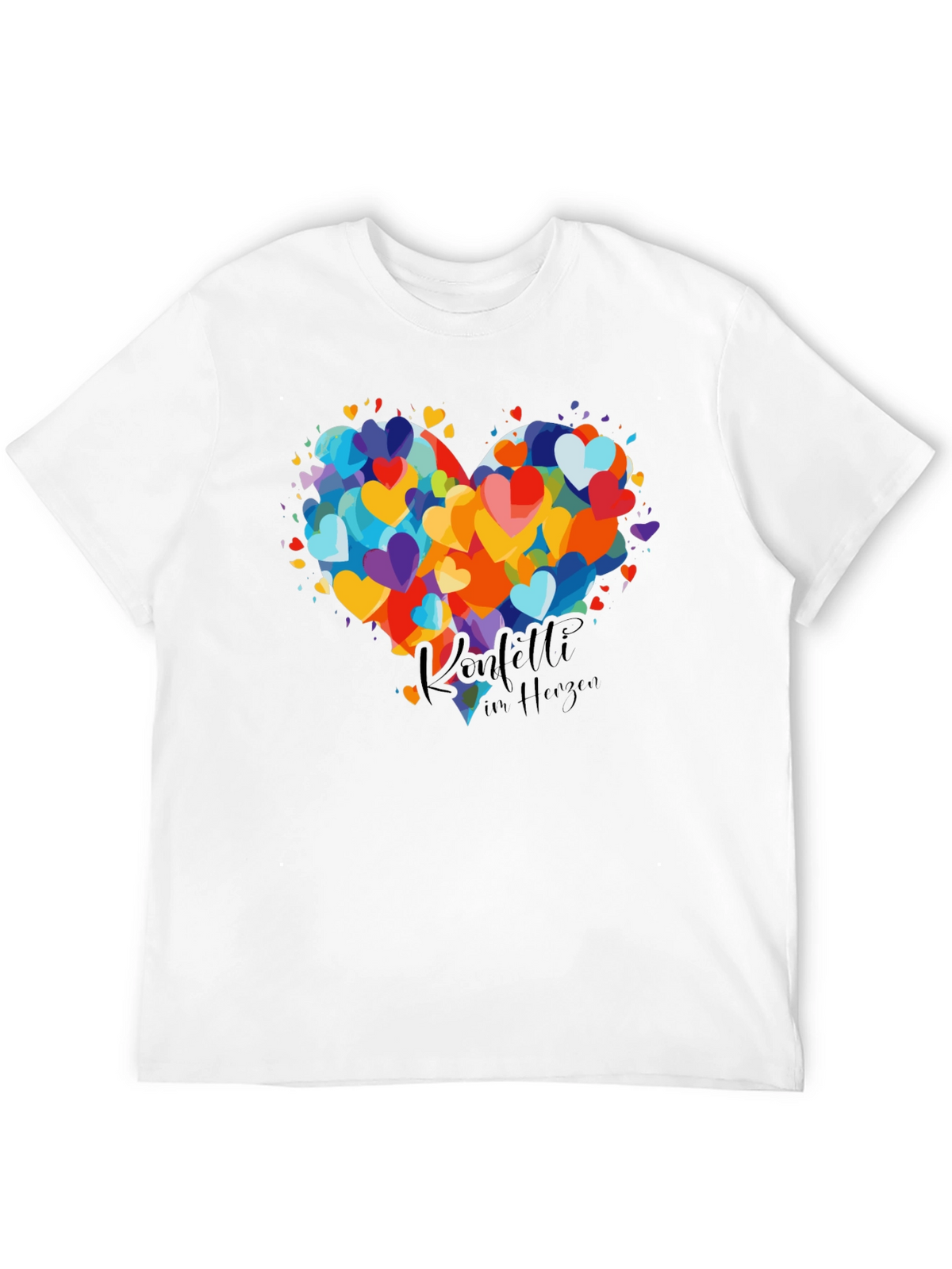 Heart Confetti Graphic Tee - Black Cotton