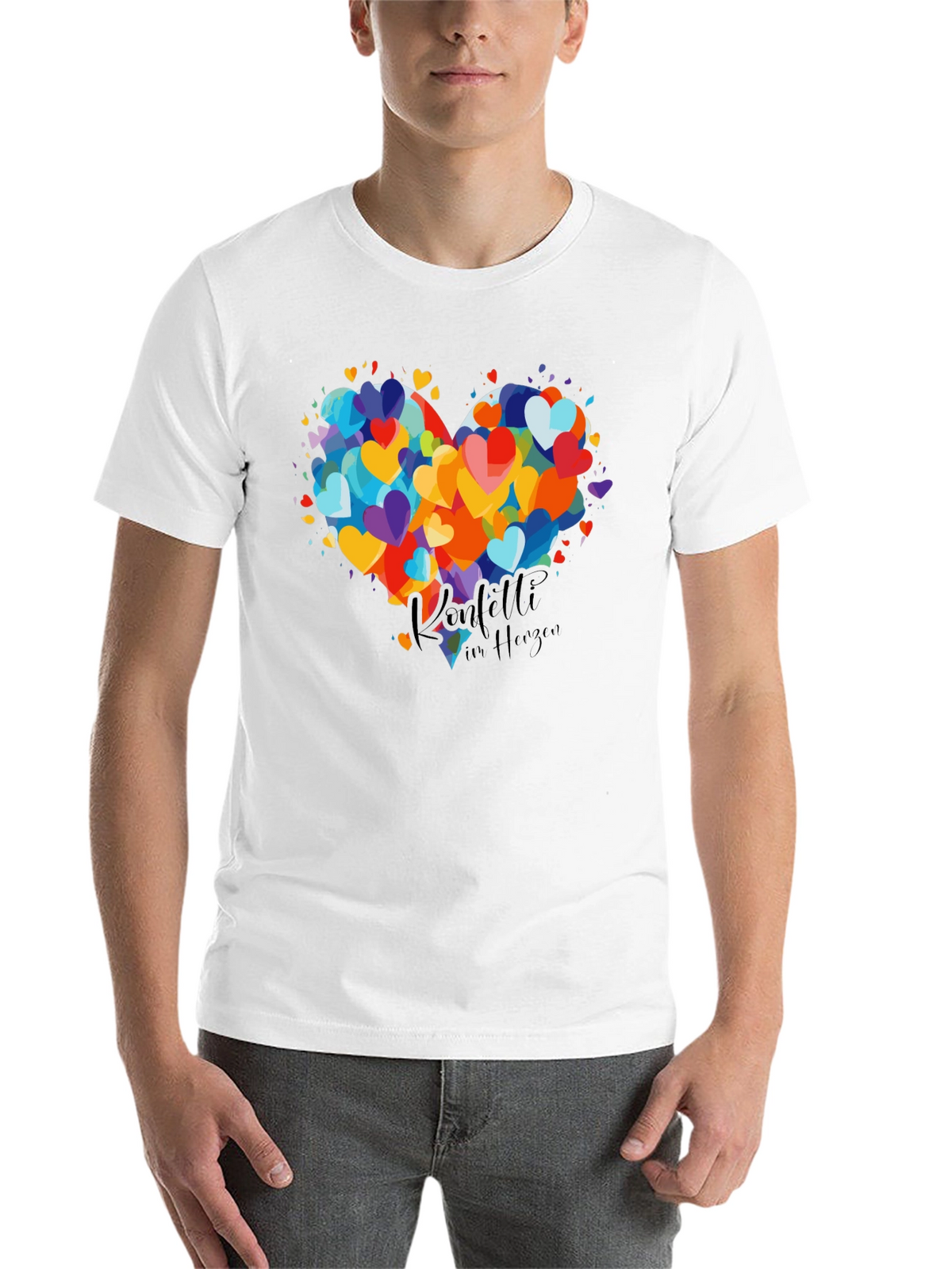 Heart Confetti Graphic Tee - Black Cotton