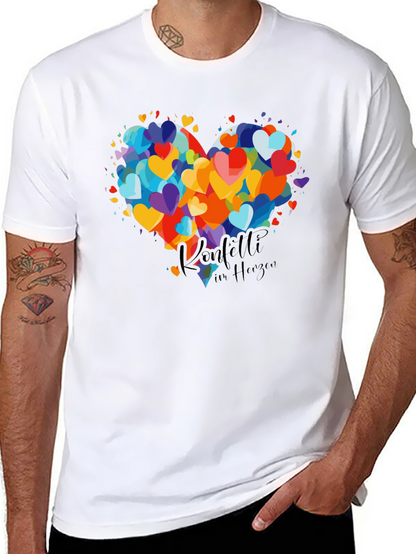 Heart Confetti Graphic Tee - Black Cotton
