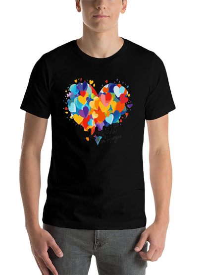 Heart Confetti Graphic Tee - Black Cotton
