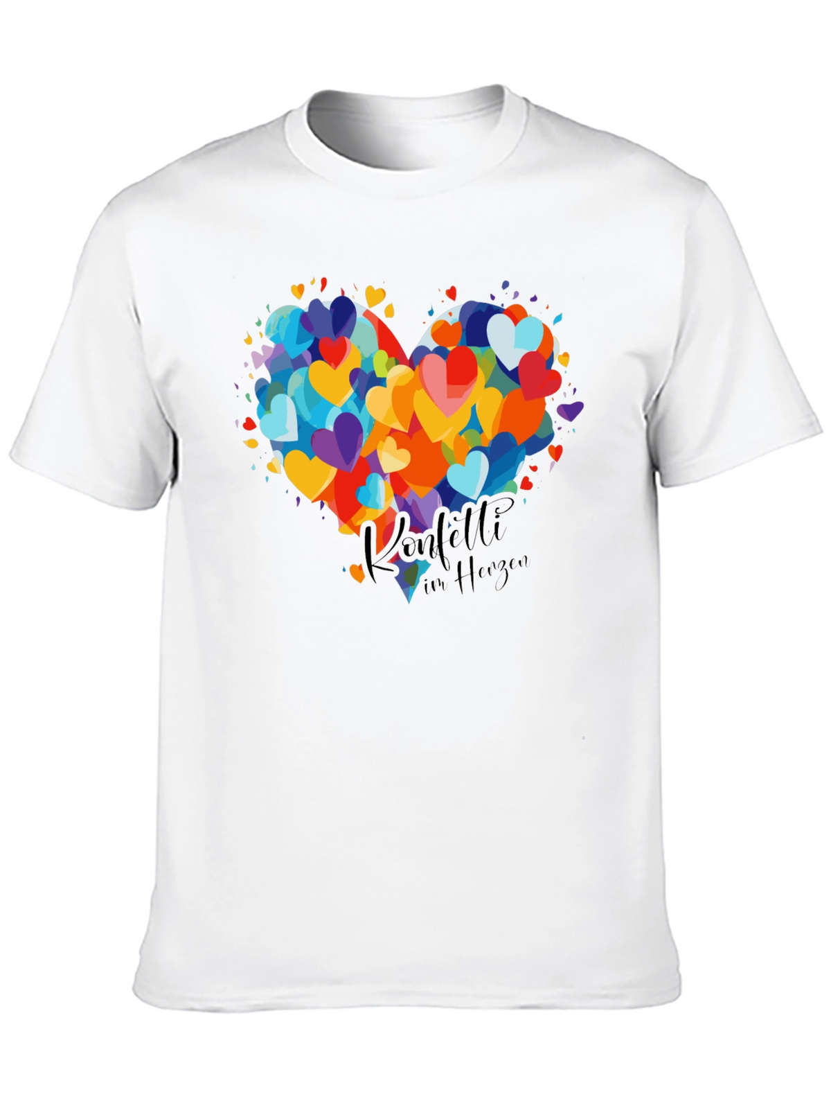 Heart Confetti Graphic Tee - Black Cotton