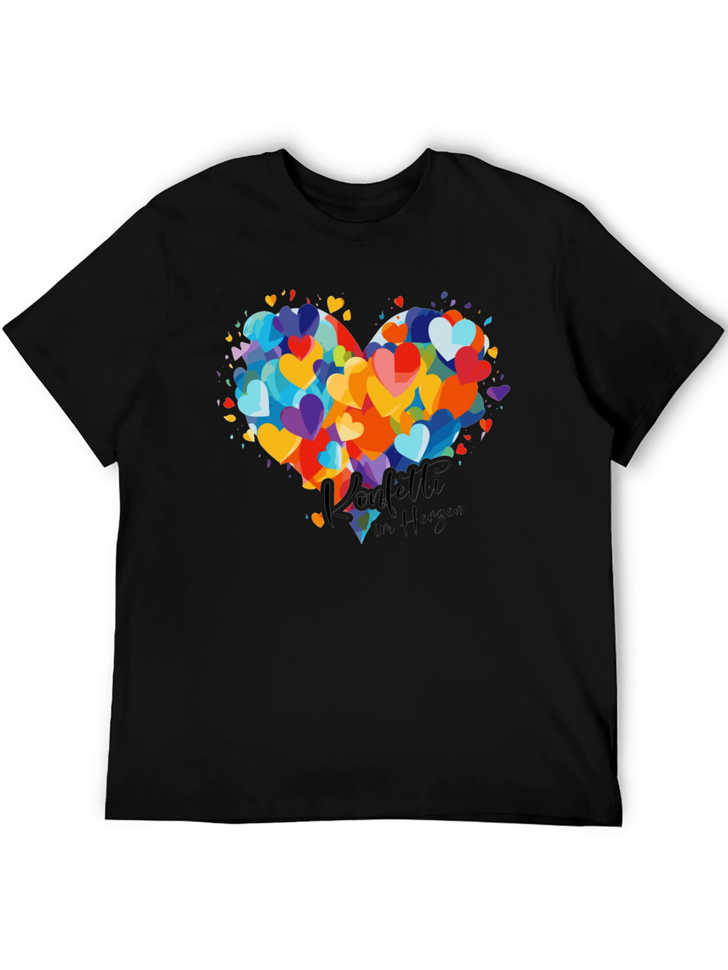 Heart Confetti Graphic Tee - Black Cotton