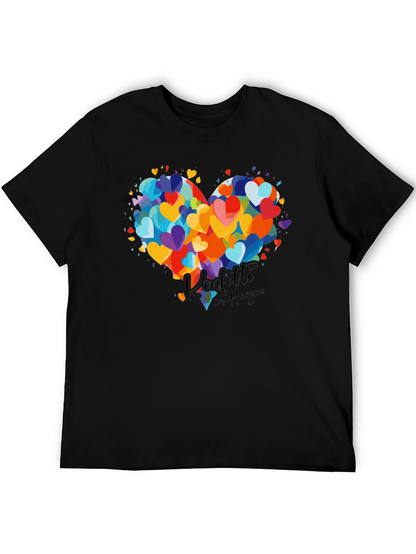 Heart Confetti Graphic Tee - Black Cotton