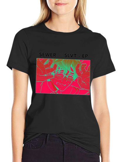 SEWER//SLVT-EP Graphic Print Black T-Shirt