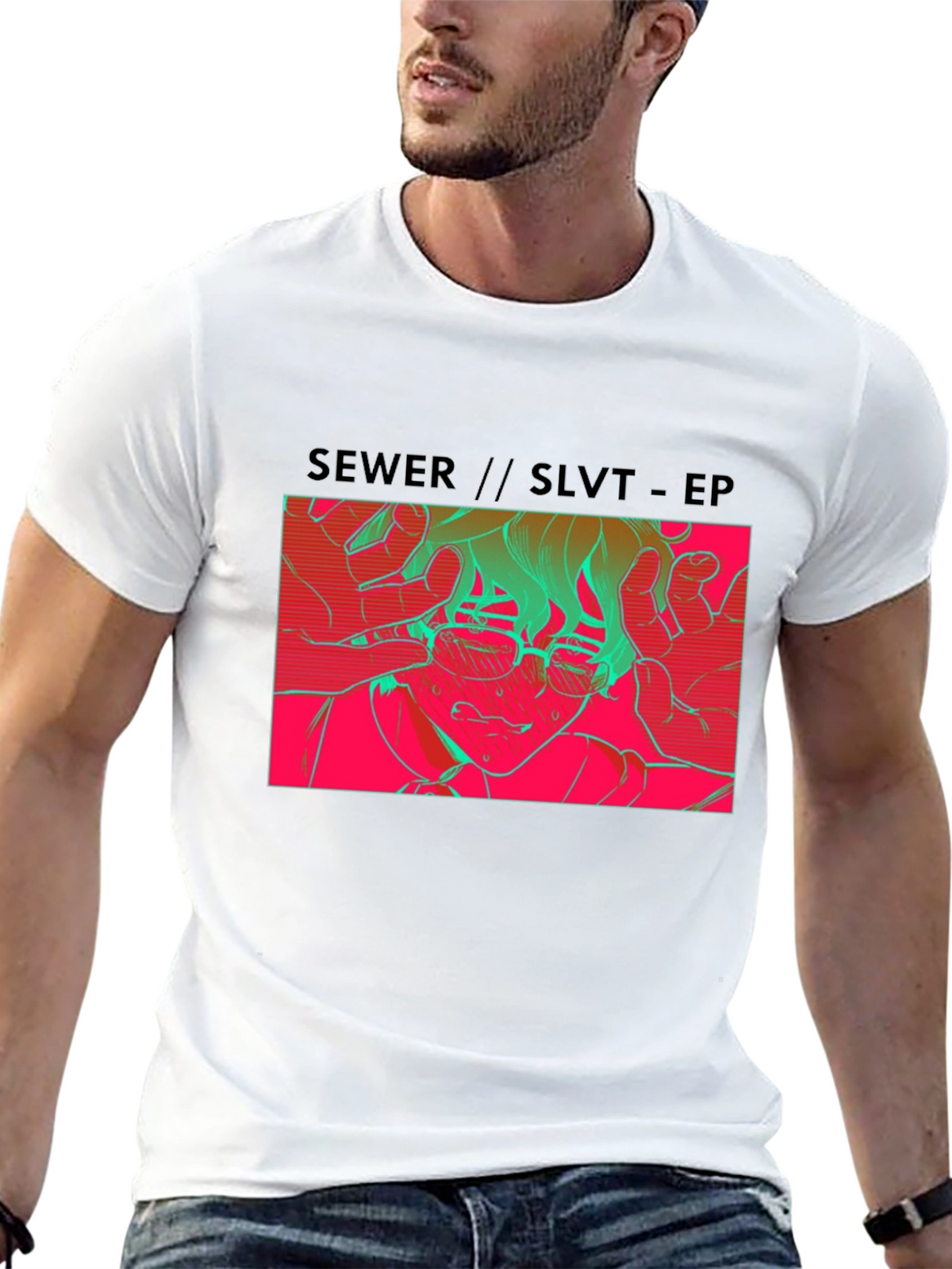 SEWER//SLVT-EP Graphic Print Black T-Shirt