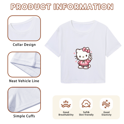 Dreamy Floral Hello Kitty Fresh Green Cropped Tee