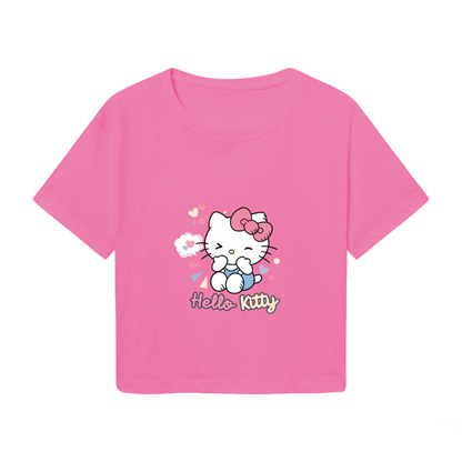 Surprised Cinnamoroll Bubble Print Cool Black Y2K Crop Top