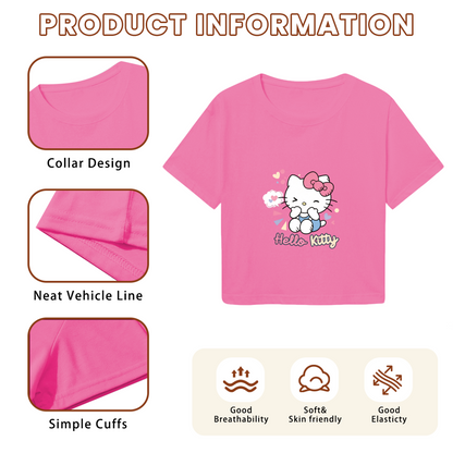 Surprised Cinnamoroll Bubble Print Cool Black Y2K Crop Top
