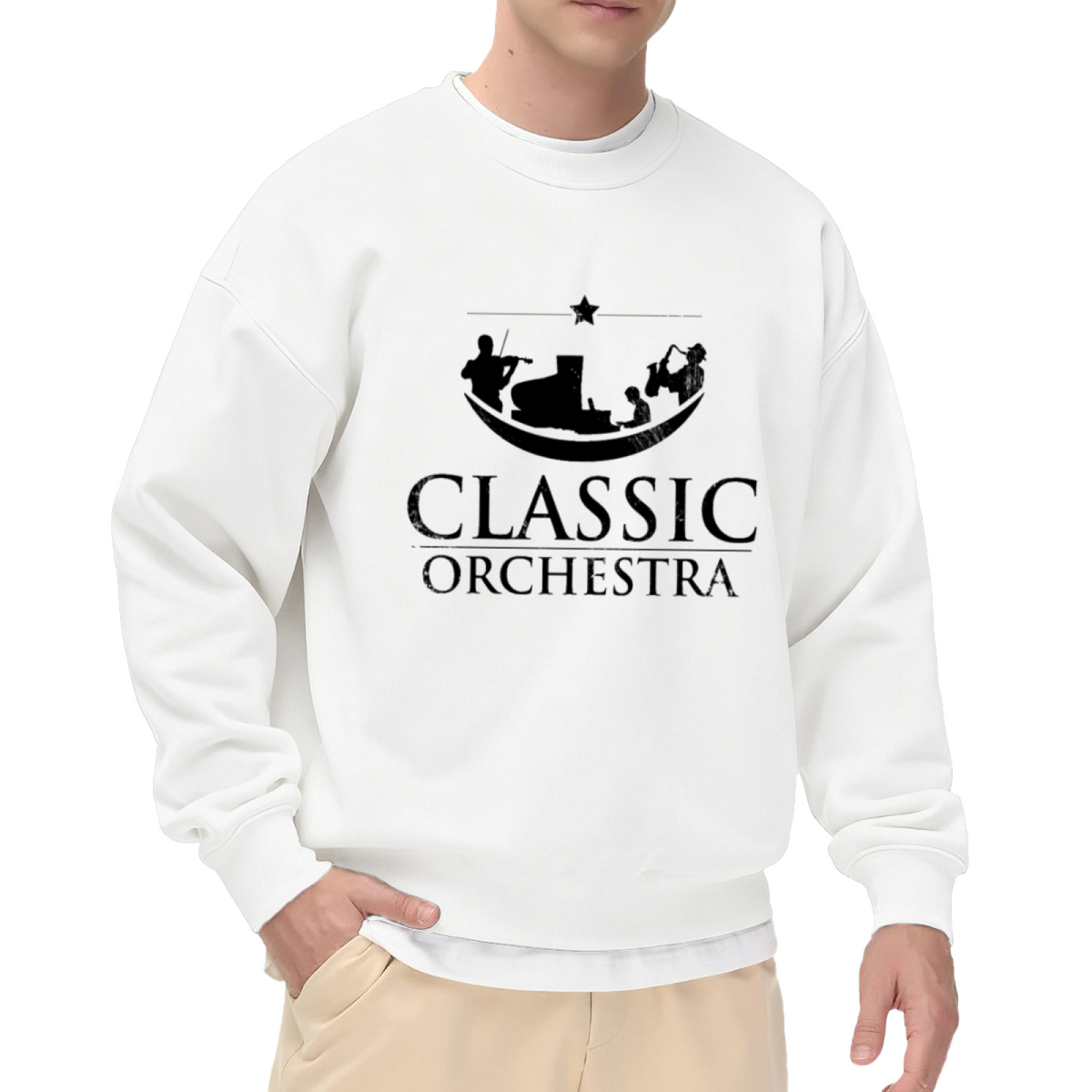 Classic Orchestra Crewneck Sweatshirt - Vintage Musician Silhouette Pullover, Orchestra Music Lover Gift, Band Geek Top