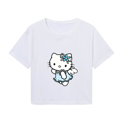 Angel Fairy Hello Kitty White Cropped Top