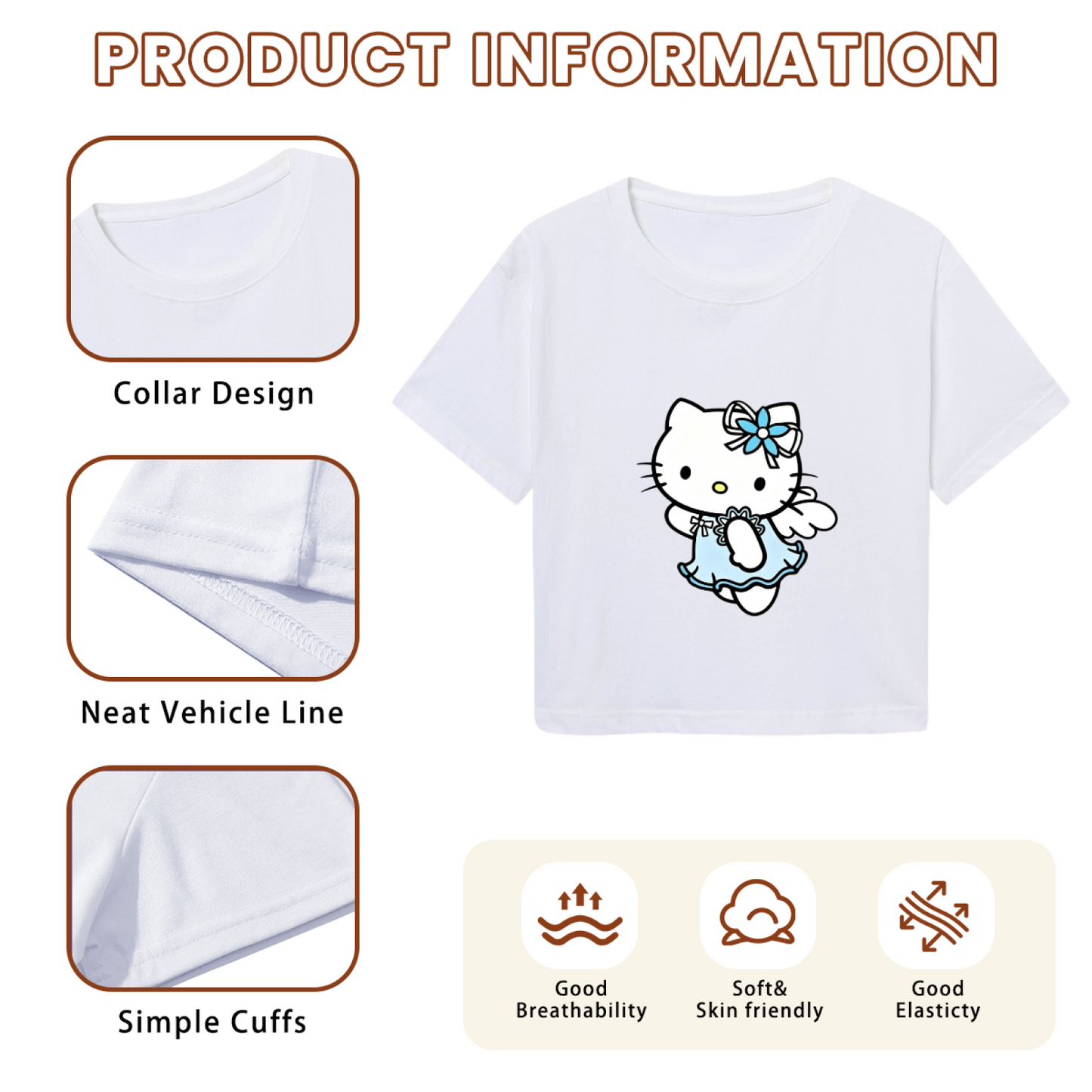 Angel Fairy Hello Kitty White Cropped Top