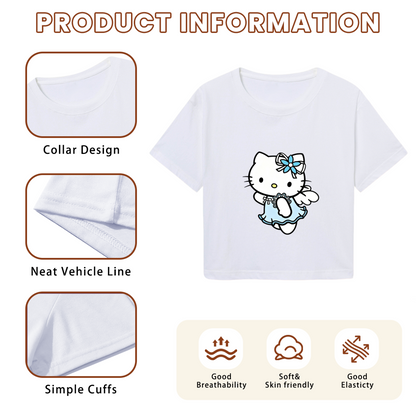 Angel Fairy Hello Kitty White Cropped Top