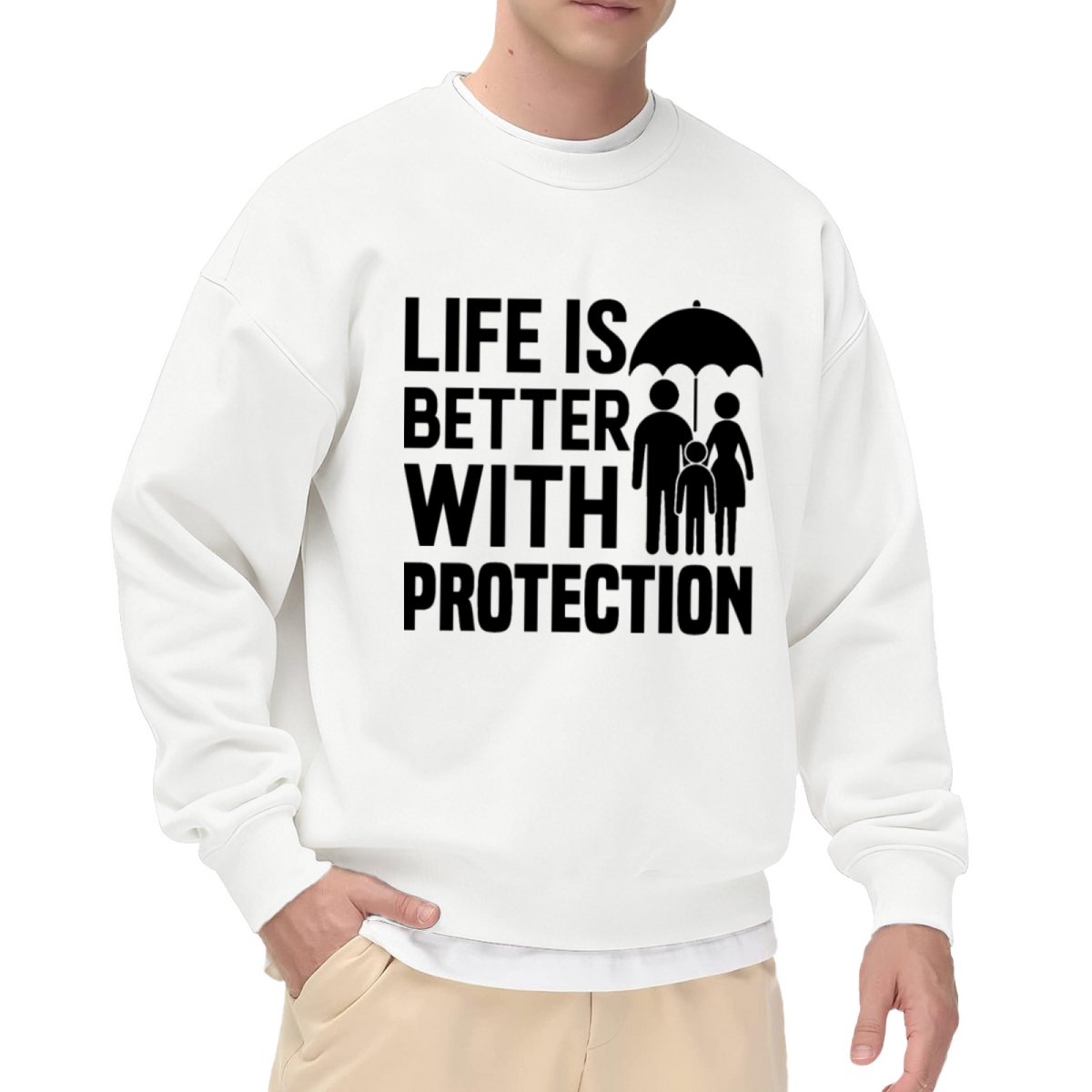 Life Is Better With Protection Family Crewneck Sweatshirt, Umbrella Silhouette Pullover, Family Gift