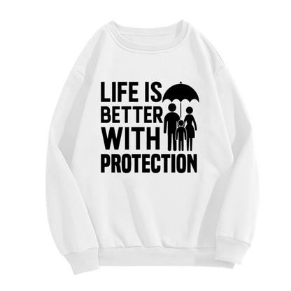 Life Is Better With Protection Family Crewneck Sweatshirt, Umbrella Silhouette Pullover, Family Gift