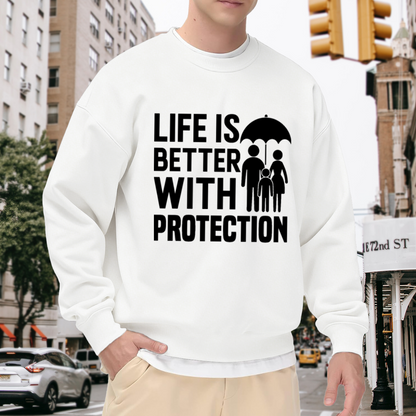 Life Is Better With Protection Family Crewneck Sweatshirt, Umbrella Silhouette Pullover, Family Gift