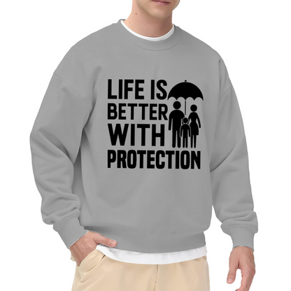 Life Is Better With Protection Family Crewneck Sweatshirt, Umbrella Silhouette Pullover, Family Gift