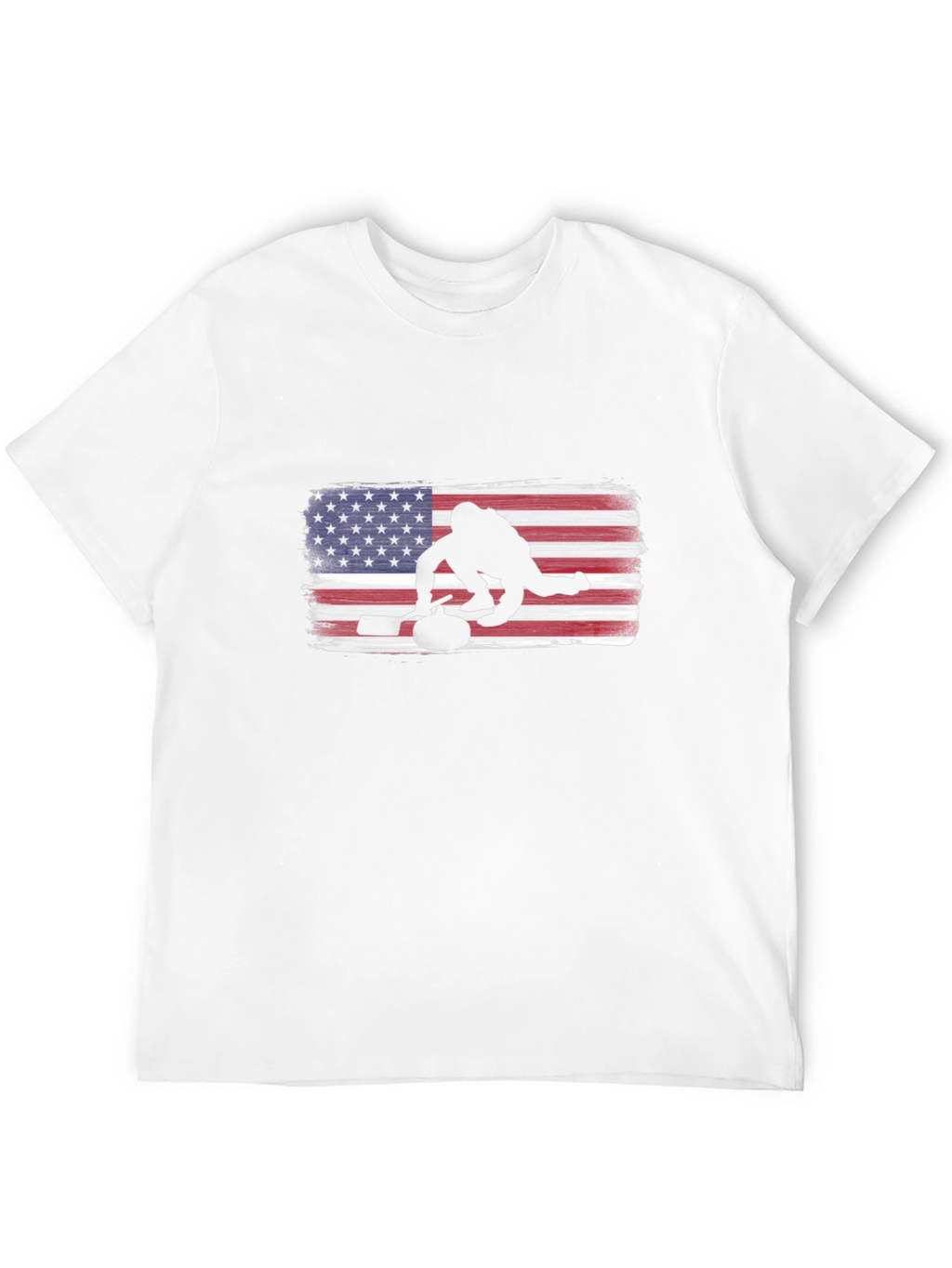 USA Curling Silhouette Tee - Patriotic Sport Shirt