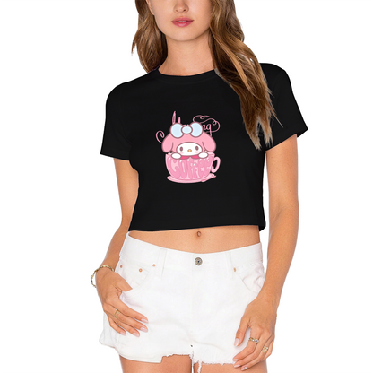 Coffee Cup My Melody White Cropped Top